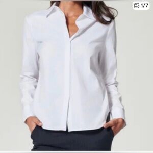SPANX cotton poplin hidden placket button down